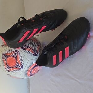 adidas Kids Black and Neon Pink Sneakers
